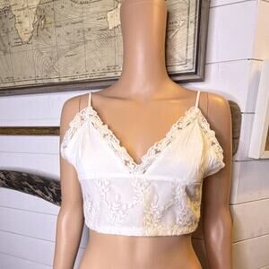 White Lace Floral Camisole Shaping Top with Adjustable Straps Zip Back Size L